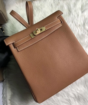 에르메스 켈리 아도 백팩 골드 브라운 금장